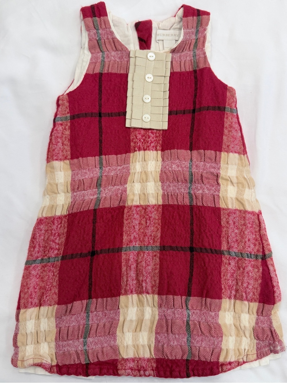 Burberry Baby Girls Pink Red Plaid Sleeveless Dress Size 18M Nova Check